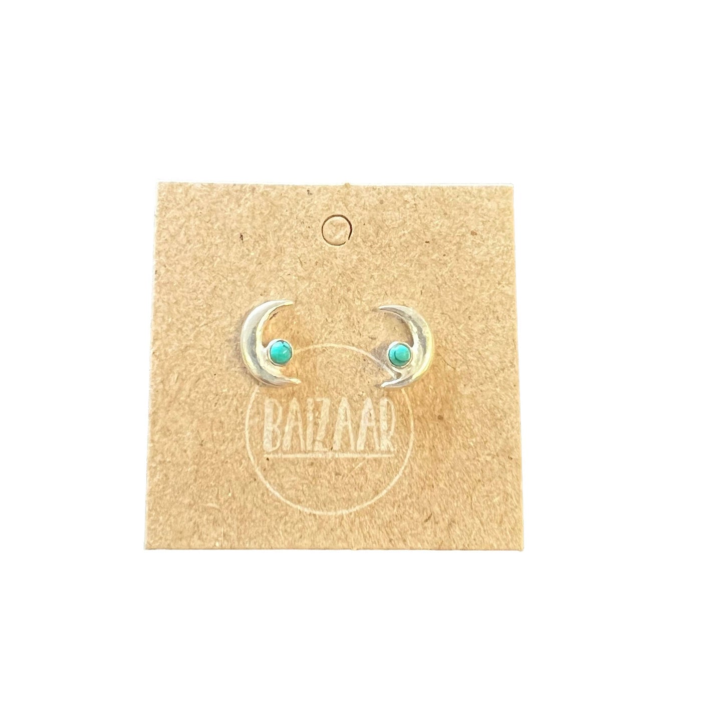 Baizaar - Sterling Silver Crescent Moon Stud Earring