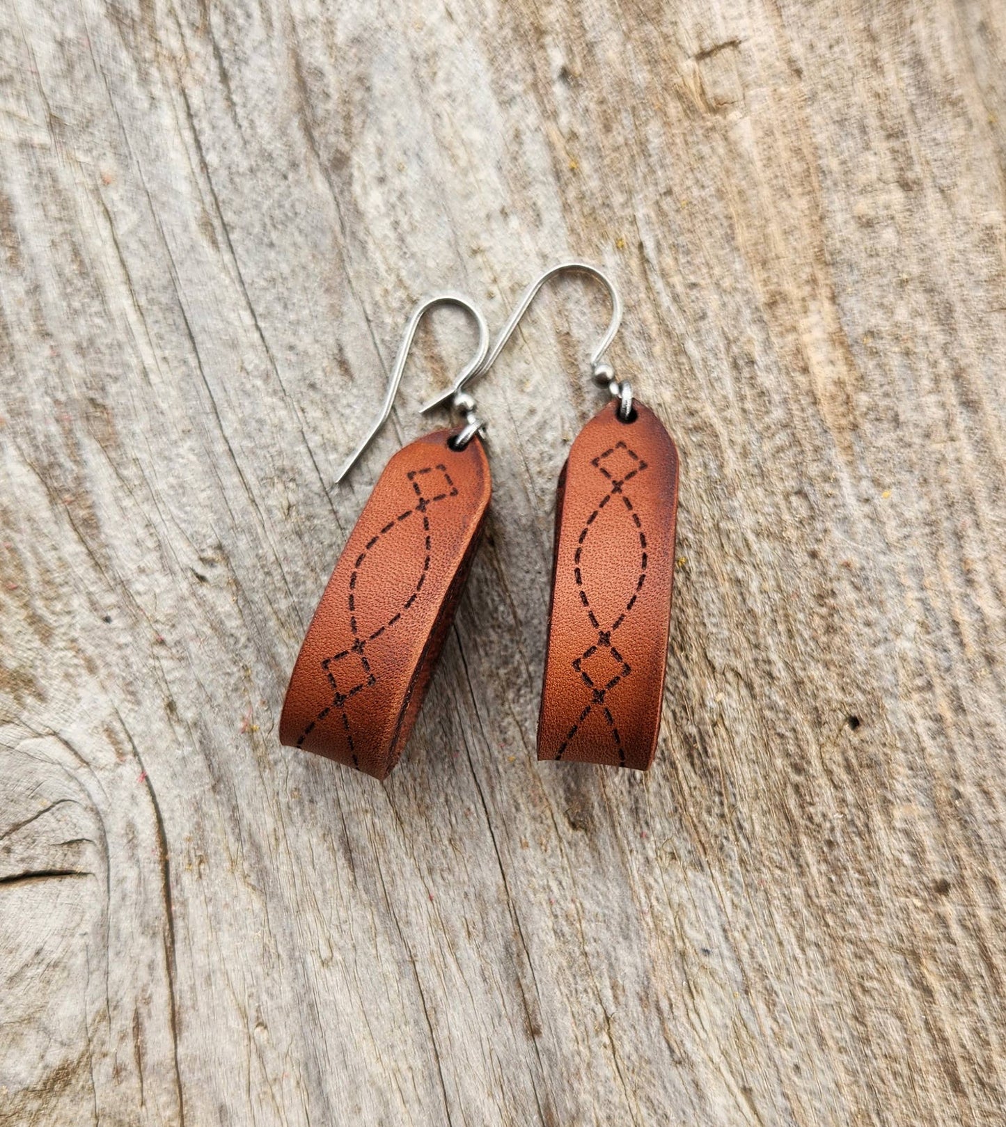 Cocklebur Clothing Co. - "Latigo" Handmade Genuine Leather Western Earrings
