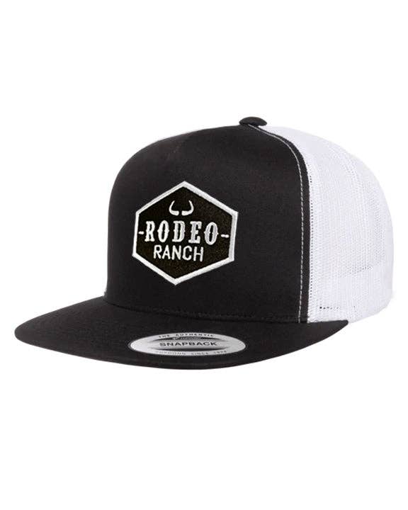 Rodeo Ranch - Rodeo Ranch Classic Logo 5 Panel Flat Brim Hat - Black and White