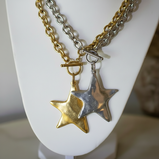 Deep South Originals Inc. - Starlight Toggle Necklace - Stainless Steel - Gold Silver Star: Silver