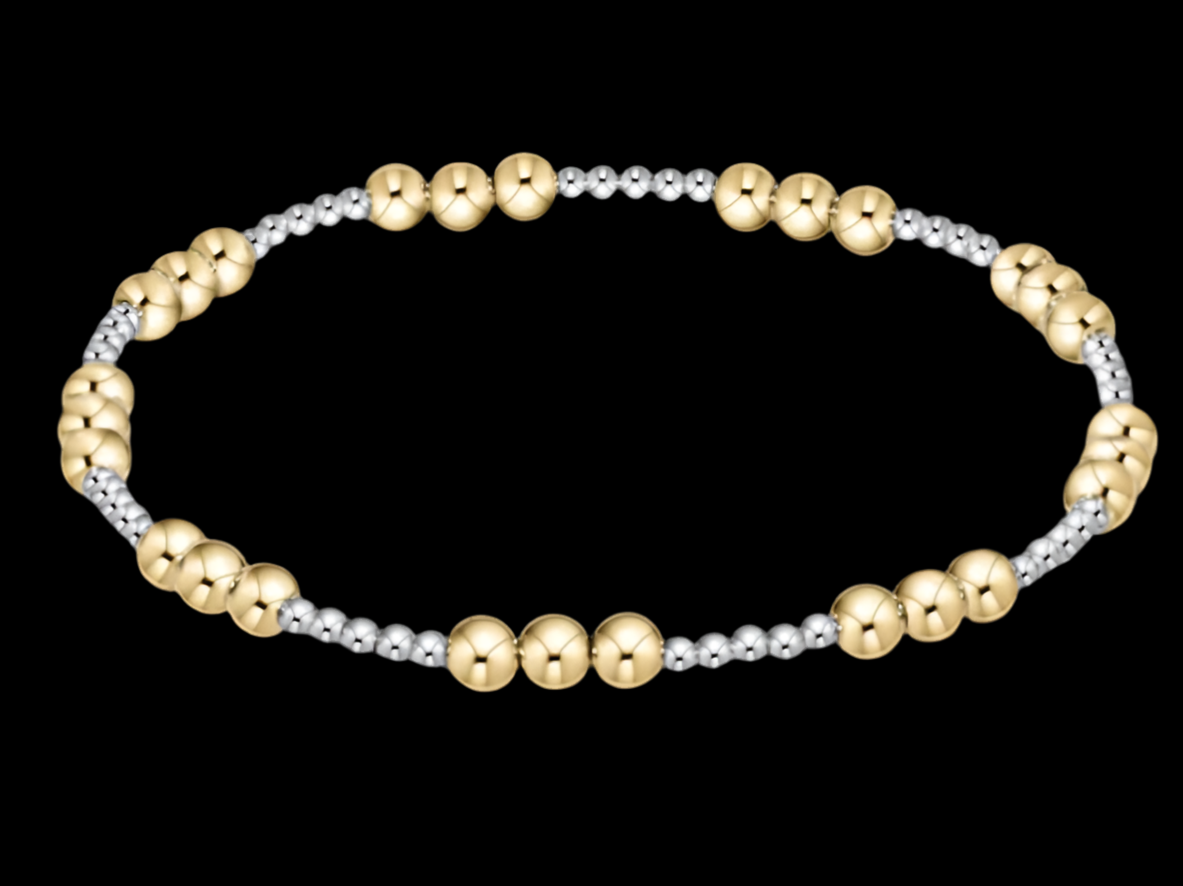 E NEWTON CLASSIC JOY PATTERN 4 MM BEAD BRACELET MIXED METAL