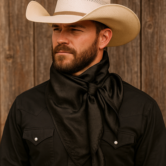 Rodeo Drive - 35X35" Black Jacquard Wild Rag / Scarf WR4009