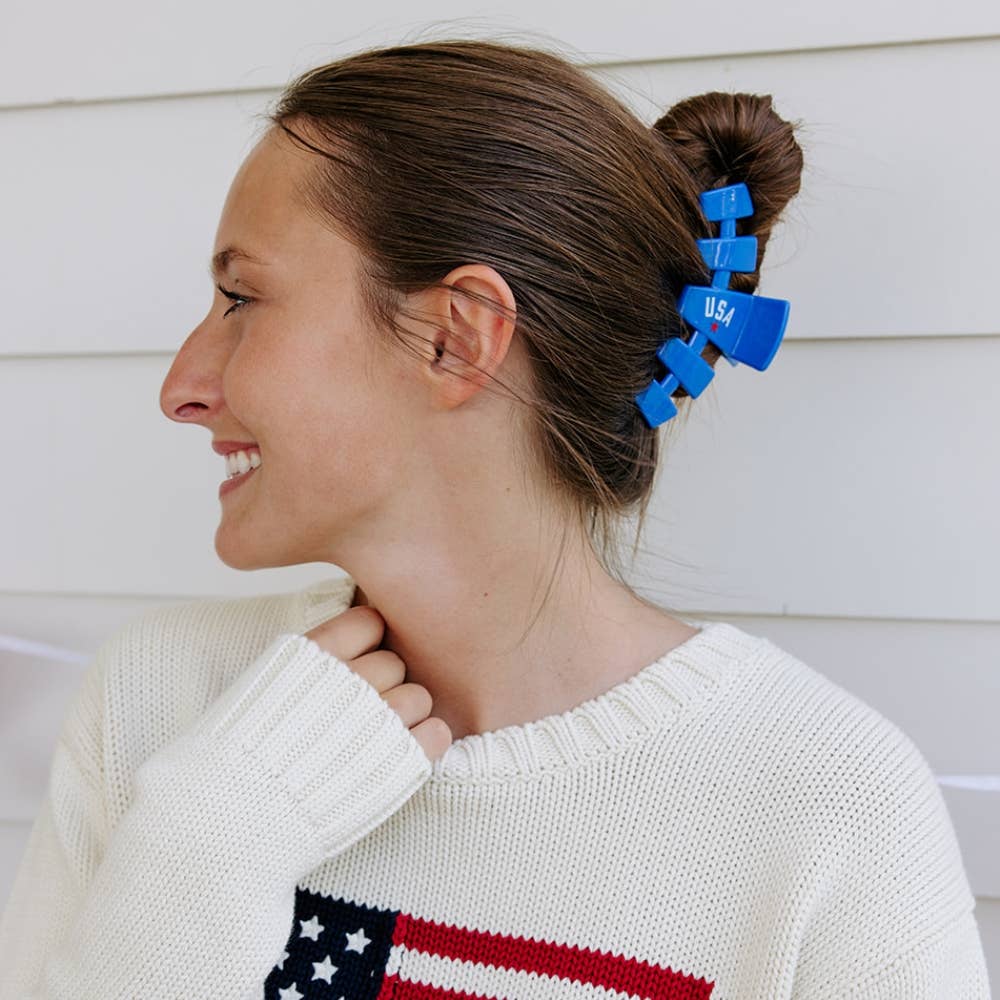 TELETIES - Classic Hair Clip | Large | USA Blue