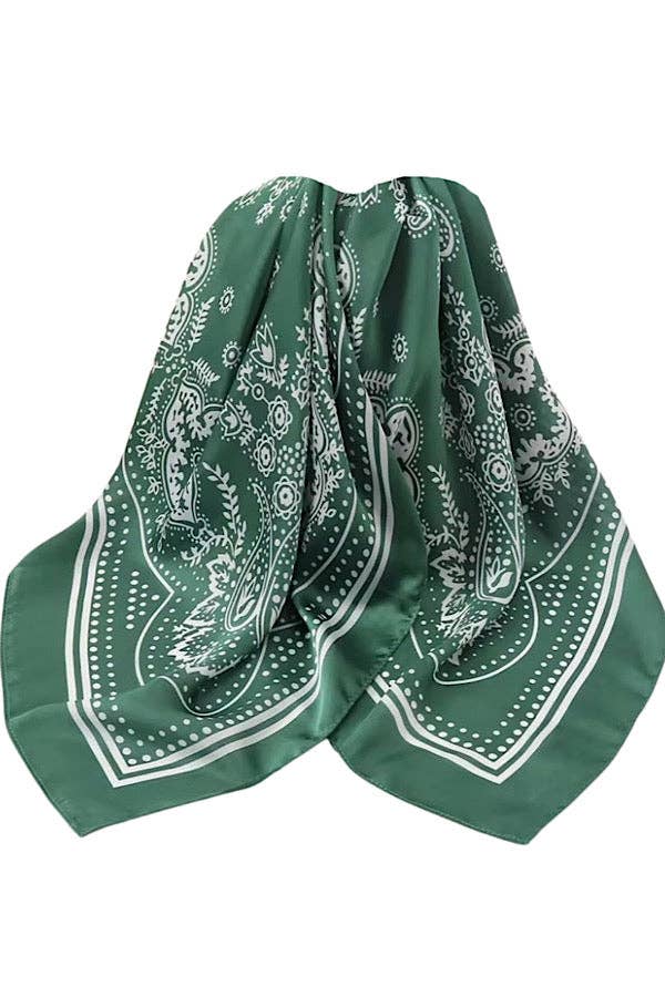 Nash Grey - Green Satin Bandana Scarf