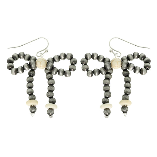 SP Sophia Collection - Western Pearl Bead Bowknot Earrings : White