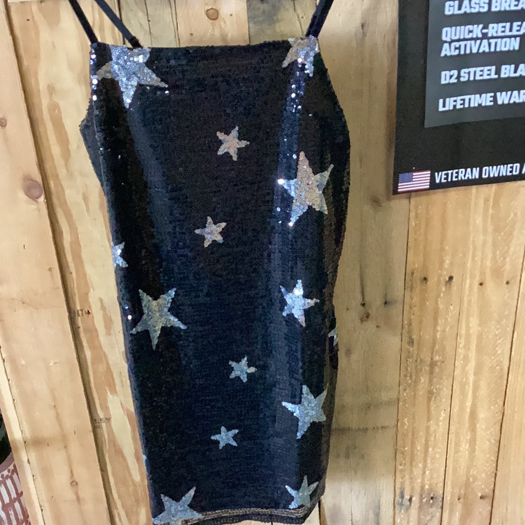 ROCK&ROLL DENIM STAR SEQUIN DRESS