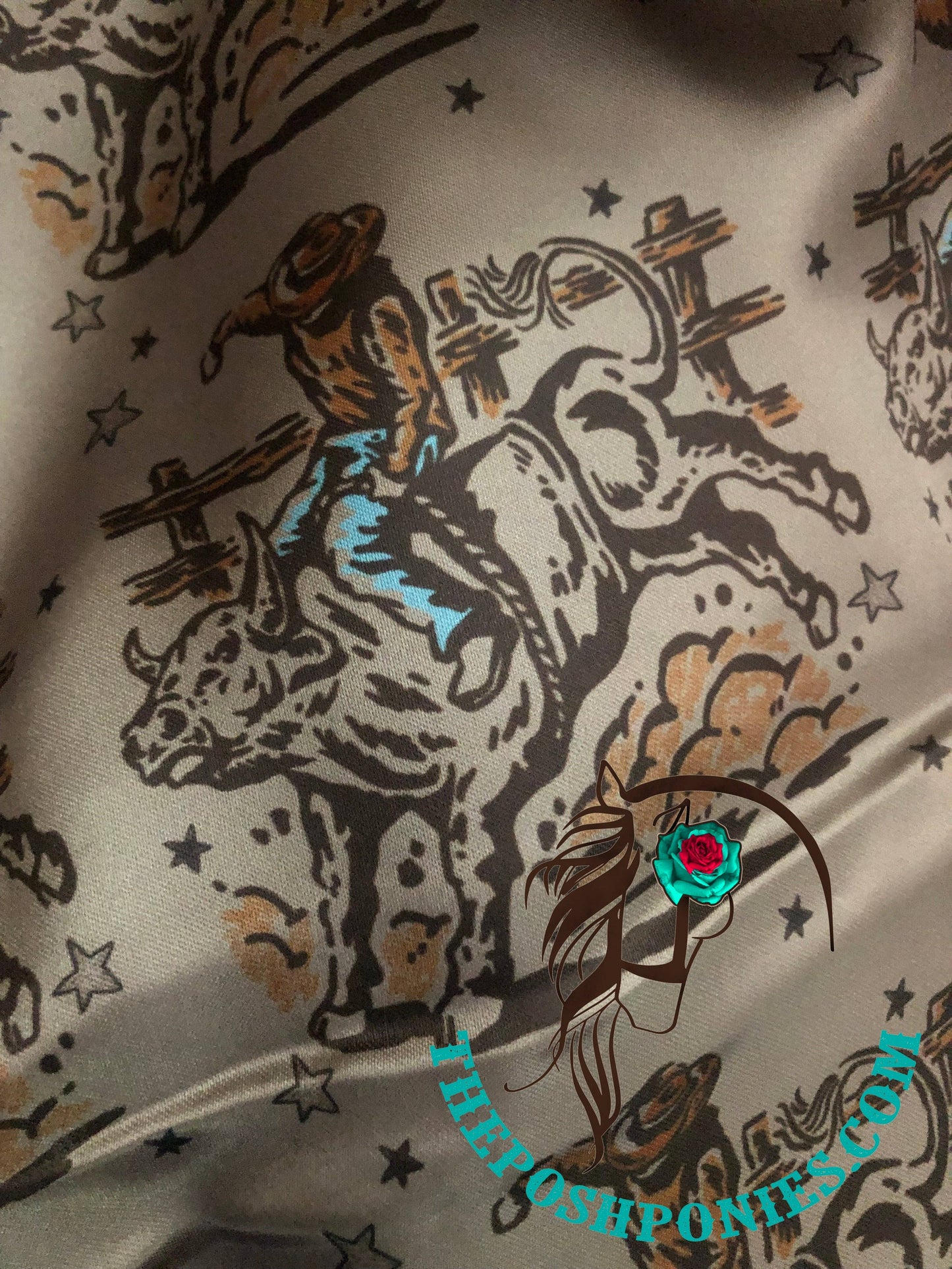 The Posh Ponies, LLC - Custom Vintage Bull Rider Wild Rag 35 x 35