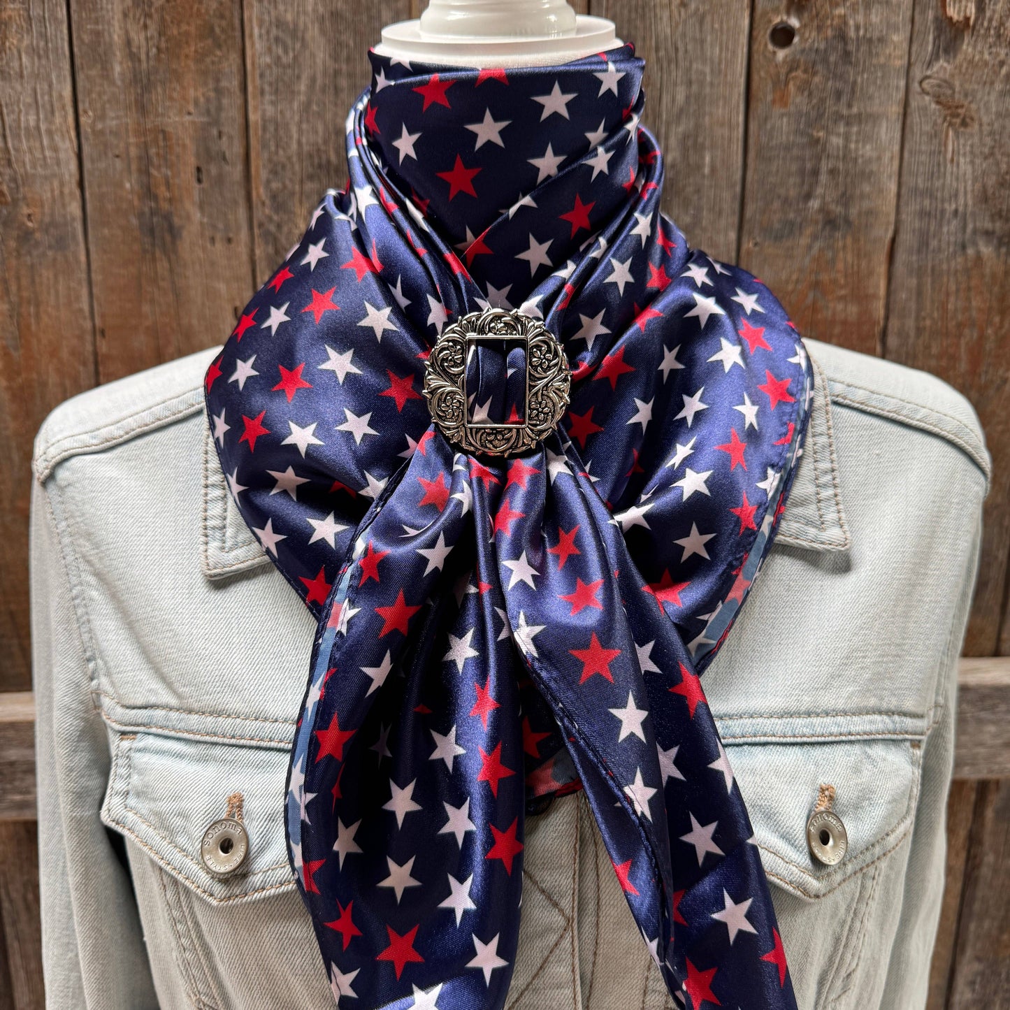 Rodeo Drive - 35X35" Red, White & Blue USA Star Wild Rag | Scarf - W238B WRC3463B