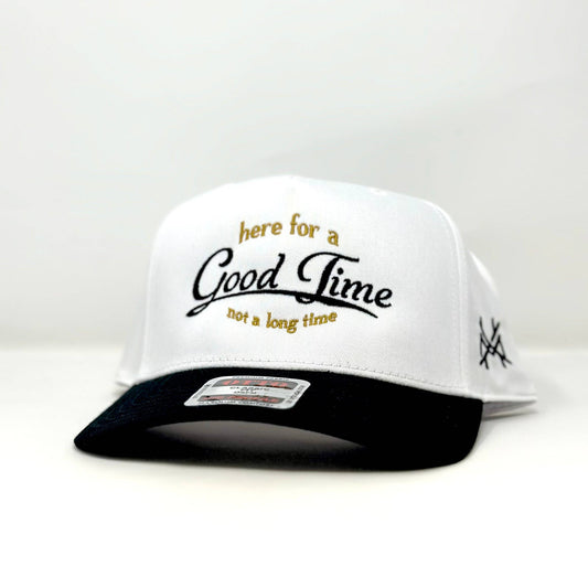 The Mad Hatter Co - MHC Here For a Good Time Trucker Hat: Black/ White Otto
