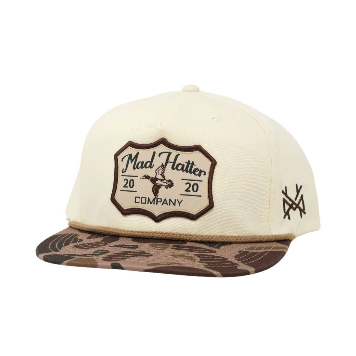 The Mad Hatter Co - Green Head Trucker Hat: 7 Panel Harvest Camo/Tan/Harvest Camo