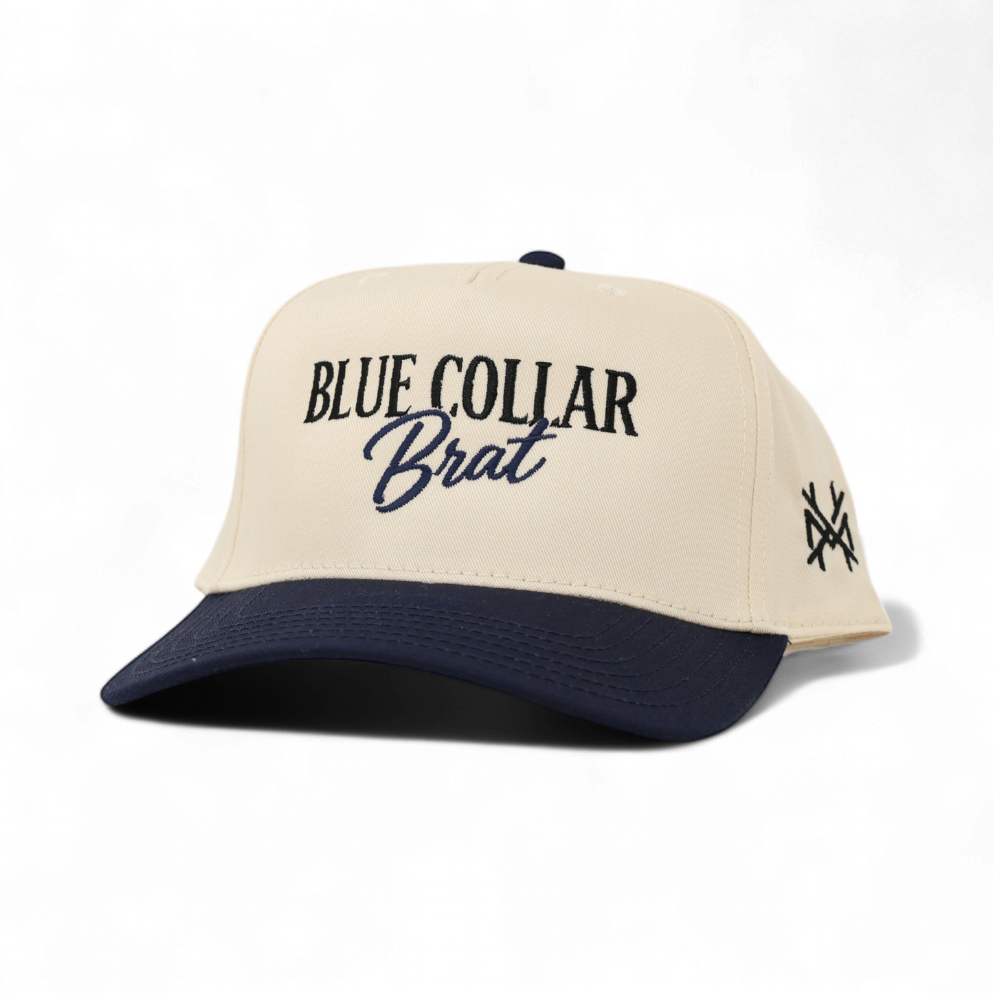 The Mad Hatter Co - Blue Collar Brat Trucker Hat: Retro Denim Blue/Natural