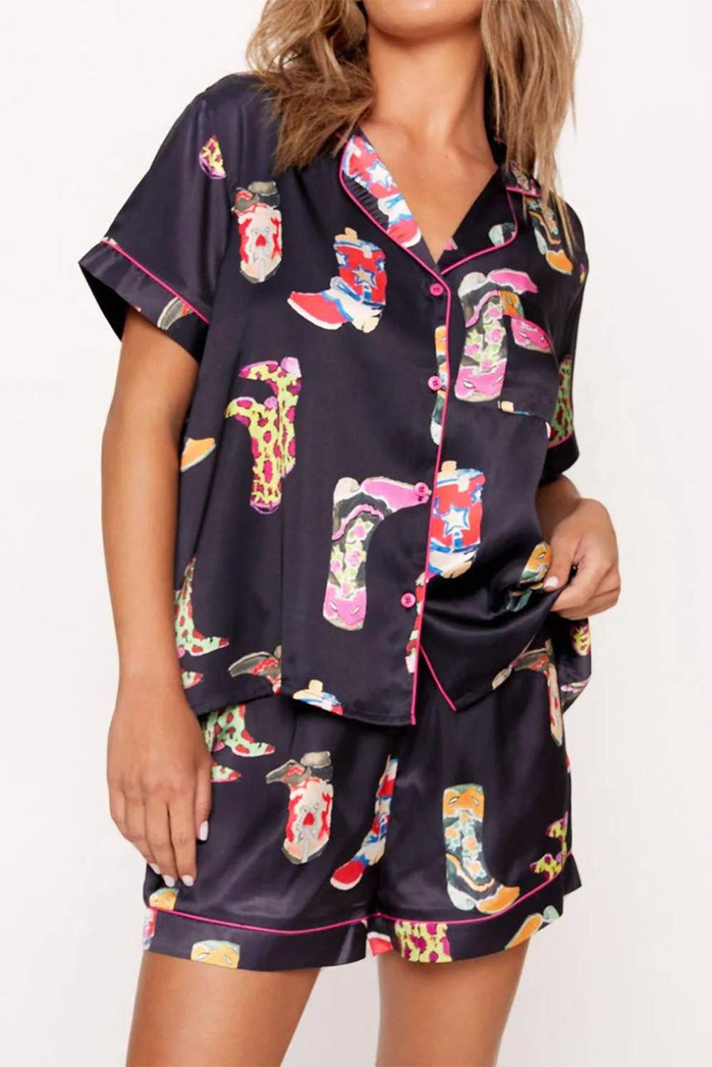 Umorger - Western Boots Printed Short Pajama Set