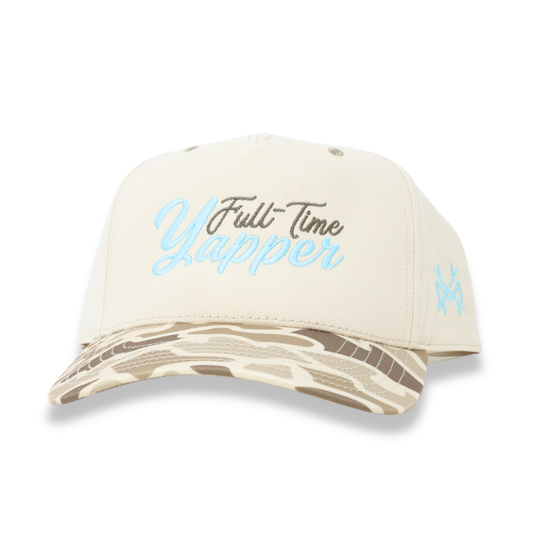 The Mad Hatter Co - Full-Time Yapper Trucker Hat: Retro Field Camo/ Natural