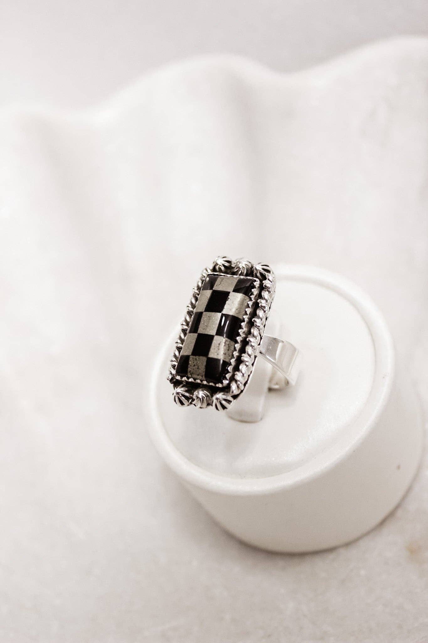 Krush Kandy - Checkered Bar Ring | By KKB: Pyrite