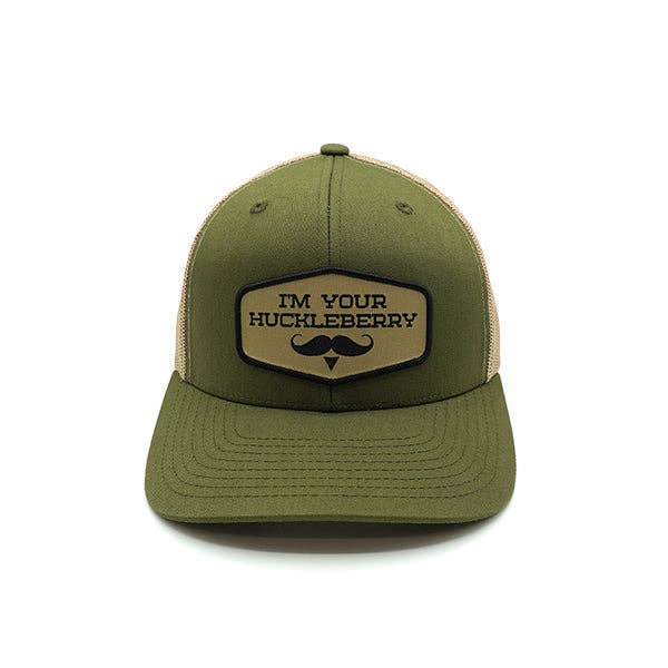 Shield Republic LLC - I’m your Huckleberry Woven Patch Hat: Curved Bill Snapback / Moss And Khaki