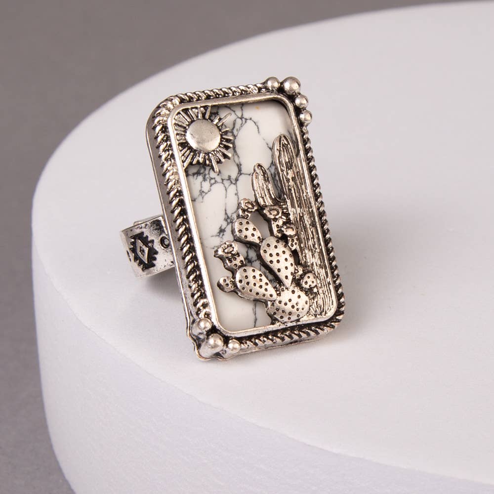 SP Sophia Collection - Western Desert Stretch Ring in Oxidized Silver-Tone Metal: Blue