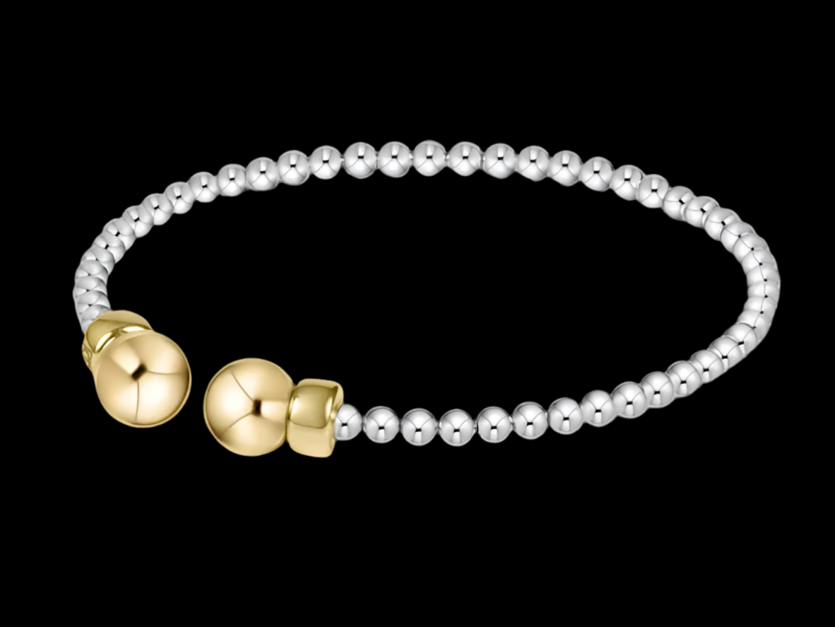 E NEWTON CLASSIC STERLING MIXED METAL 3MM BEAD CUFF GOLD