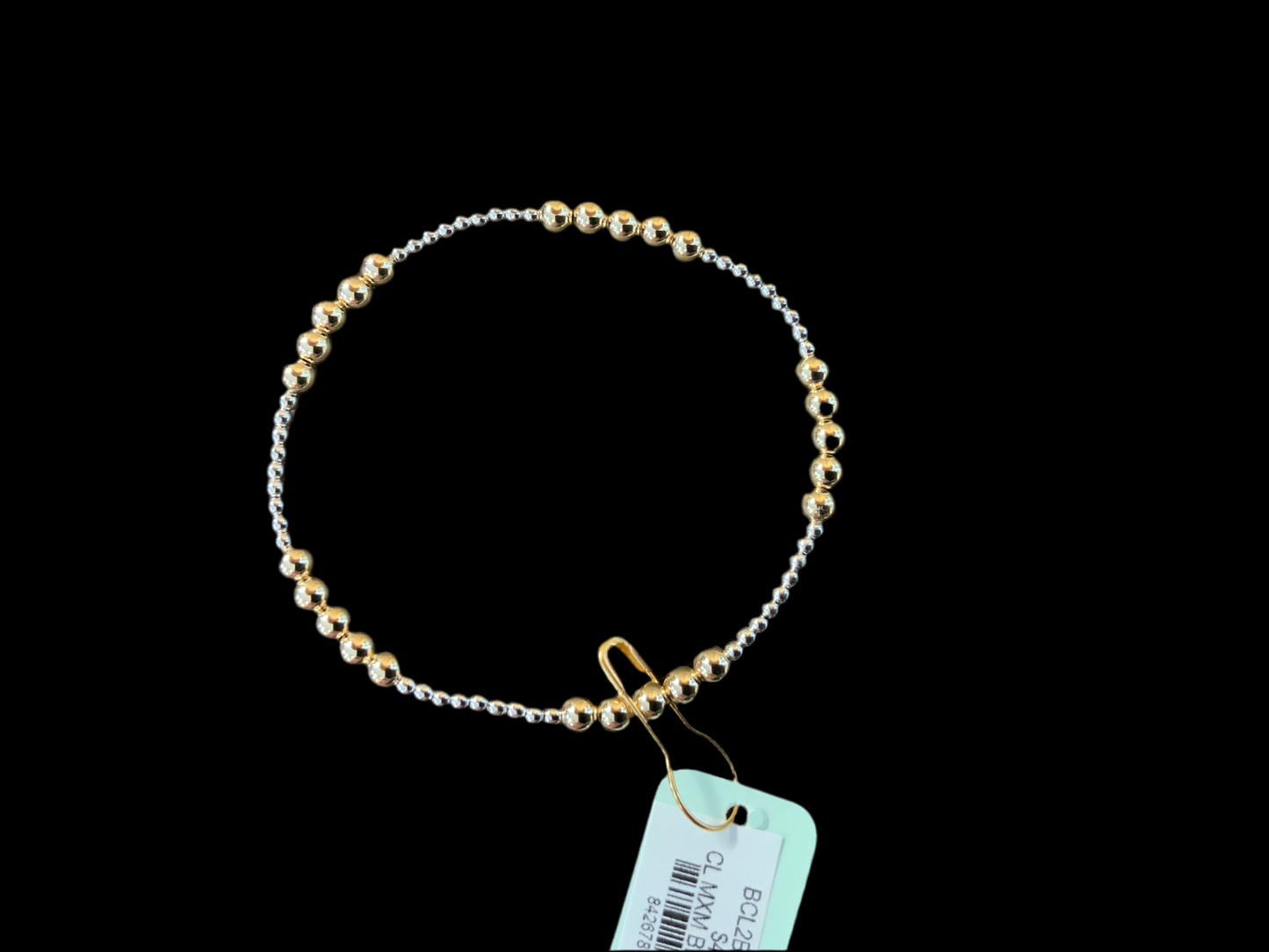 E NEWTON CLASSIC BLISSFUL PATTERN 2MM BEAD BRACELET 4MM MIXED METAL