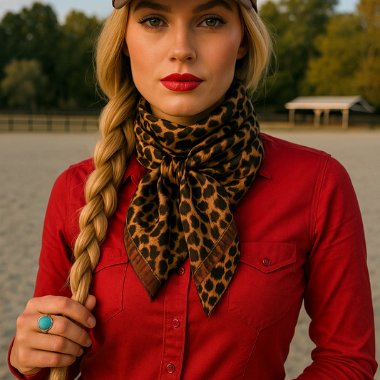 Rodeo Drive - 35X35" Brown Leopard Wild Rag/Scarf WR169