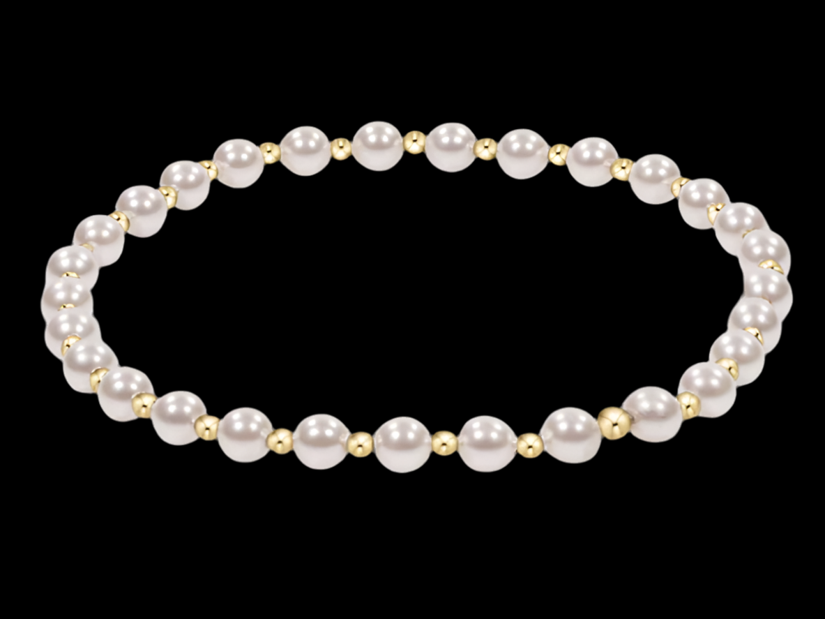 E NEWTON CLASSIC GRATEFUL PATTERN 4MM BEAD BRACELET PEARL