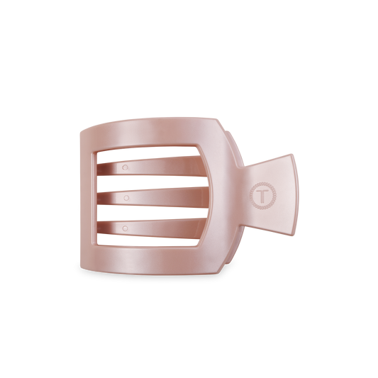 TELETIES - Square Flat Hair Clip | Medium | Pearly Pink