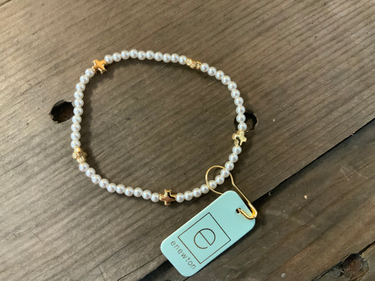 E NEWTON SIGNATURE CROSS SMALL PATTERN 3MM BEAD BRACELET