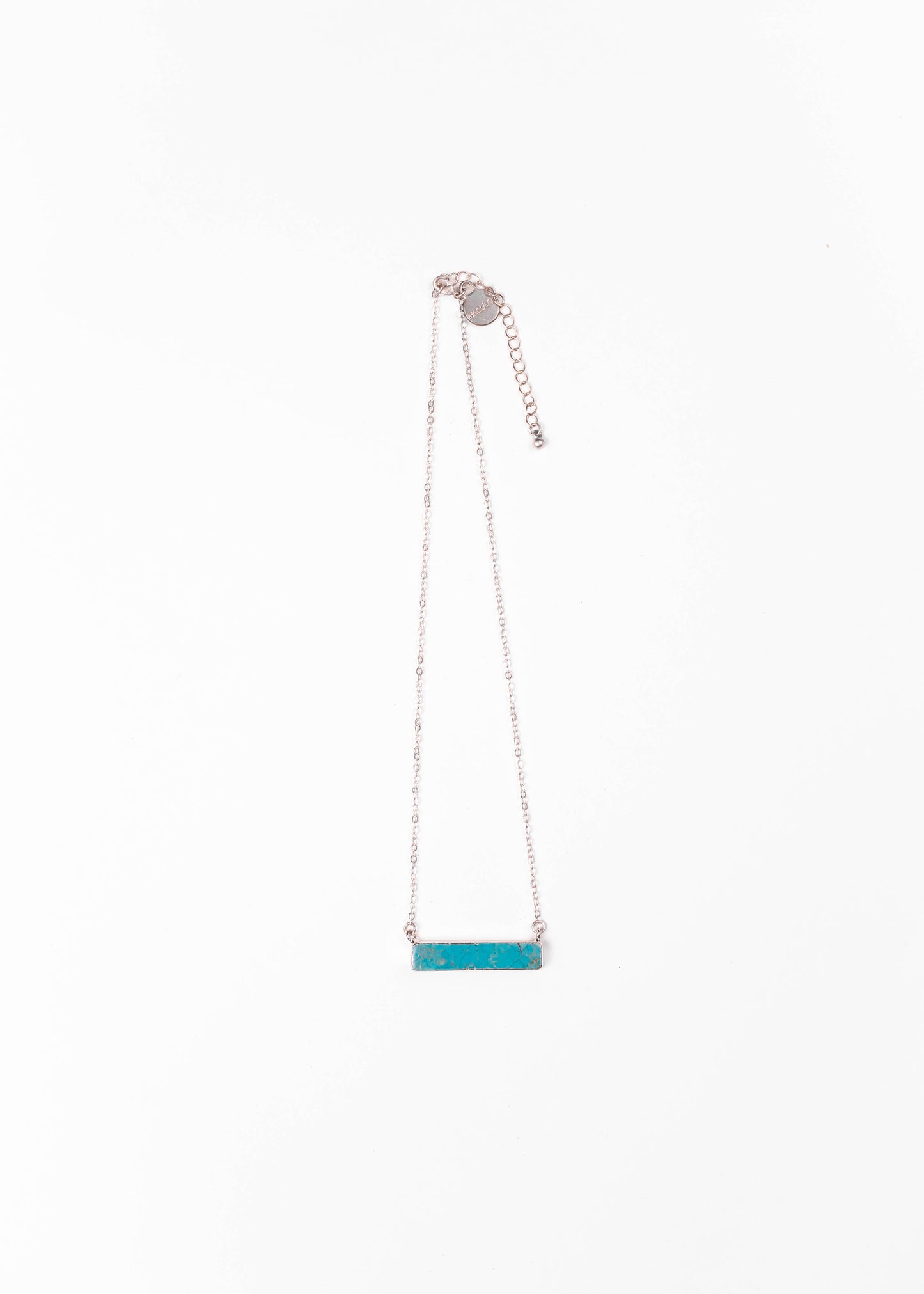 West & Co. - Dainty Silver Necklace w/Turq Bar