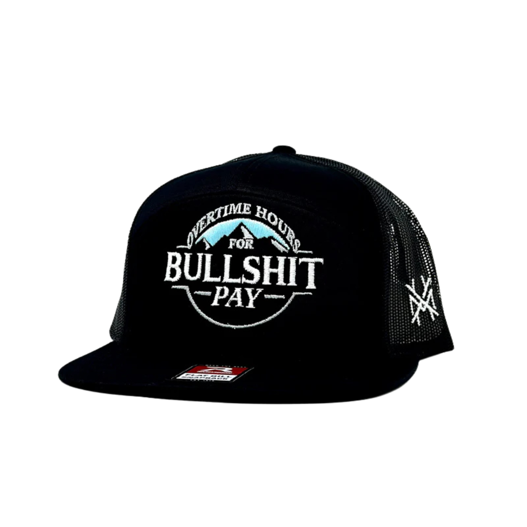 The Mad Hatter Co - Overtime Hours Trucker Hat: Flat Bill Black