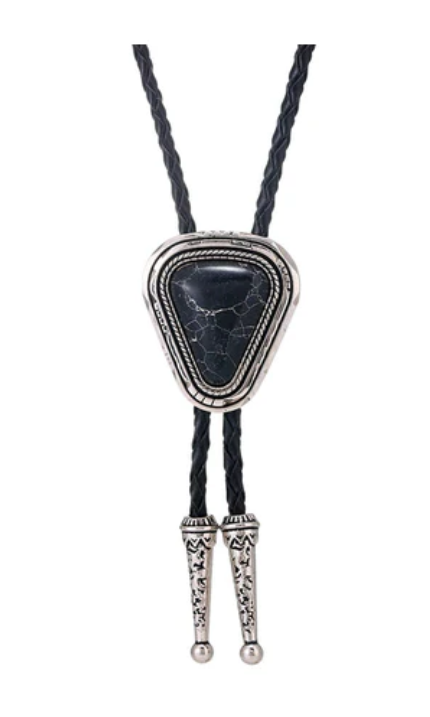 SimpleNGreat - Triangle Black Onex Western Cowboy Bolo Tie Necklace