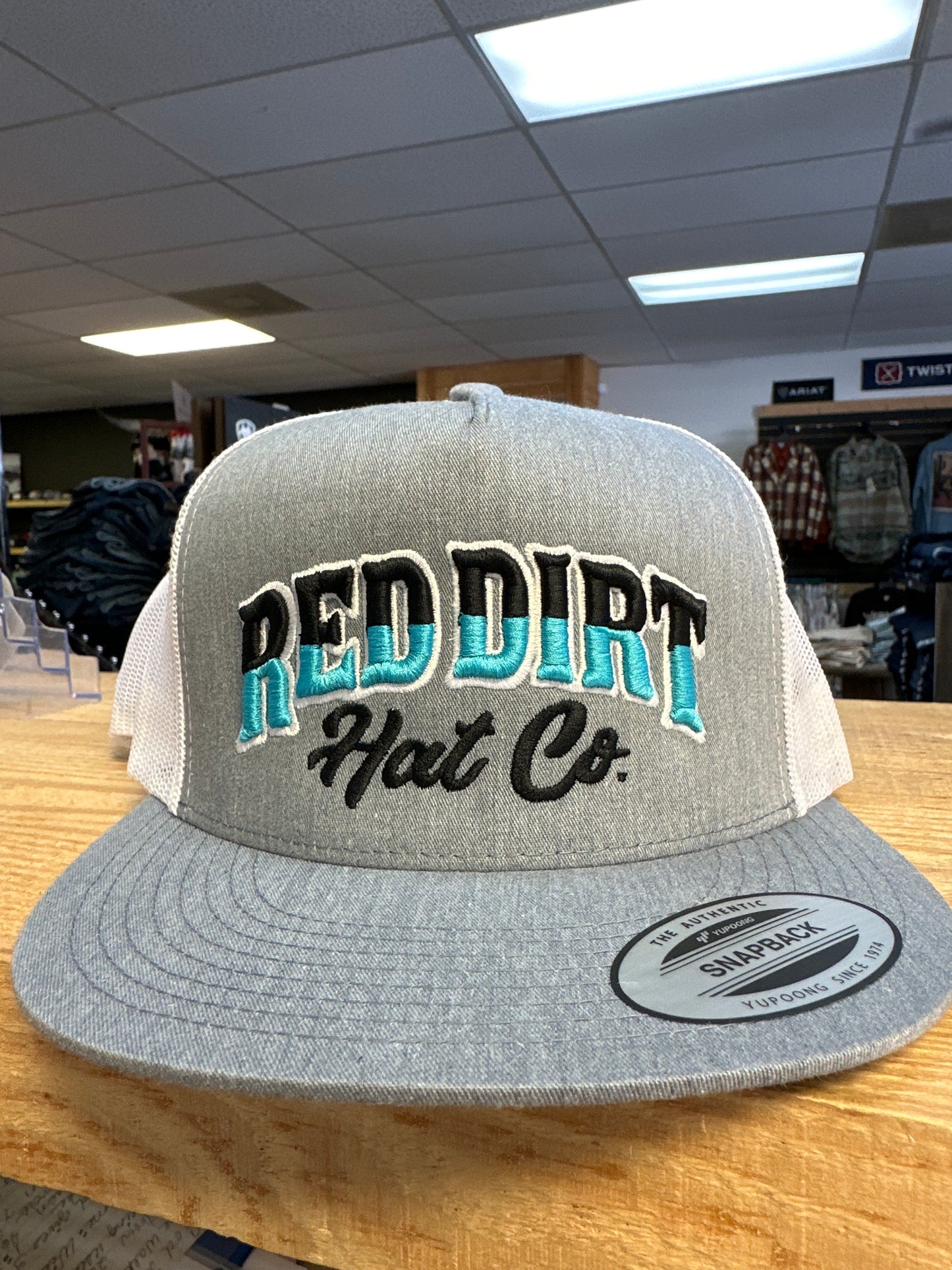 RED DIRT HAT CO DIRECT STITCH WESTERN ARCH BLACK 5 PANEL ROPE CAP