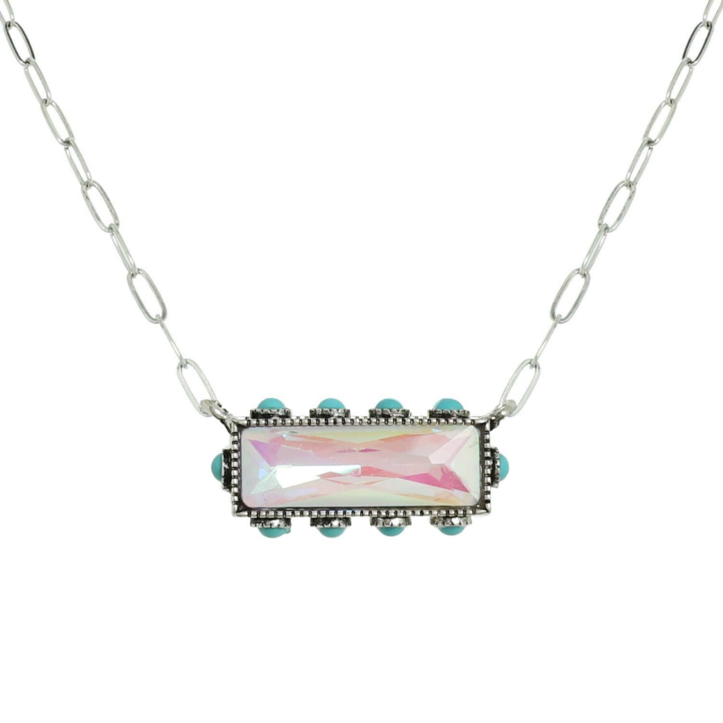 SP Sophia Collection - Western Horizontal Bar Gemstone Necklace: Crystal