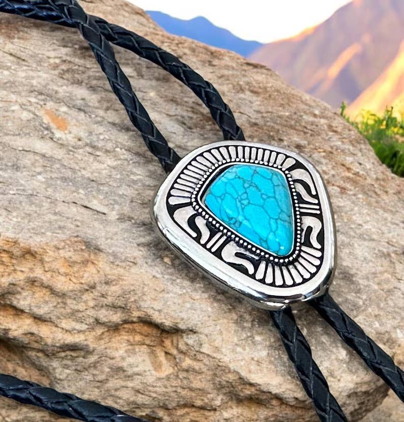 SimpleNGreat - Western Cowboy TRIANGLE TURQUOISE Bolo Tie