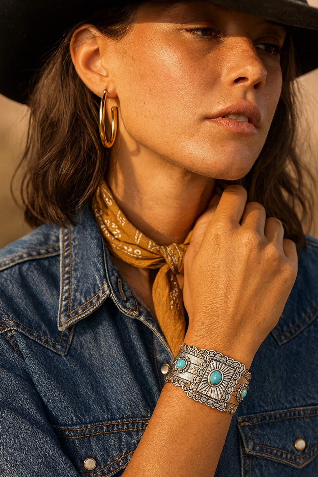 Westrian International - Western Inspired Faux Turquoise Cuff Bracelet