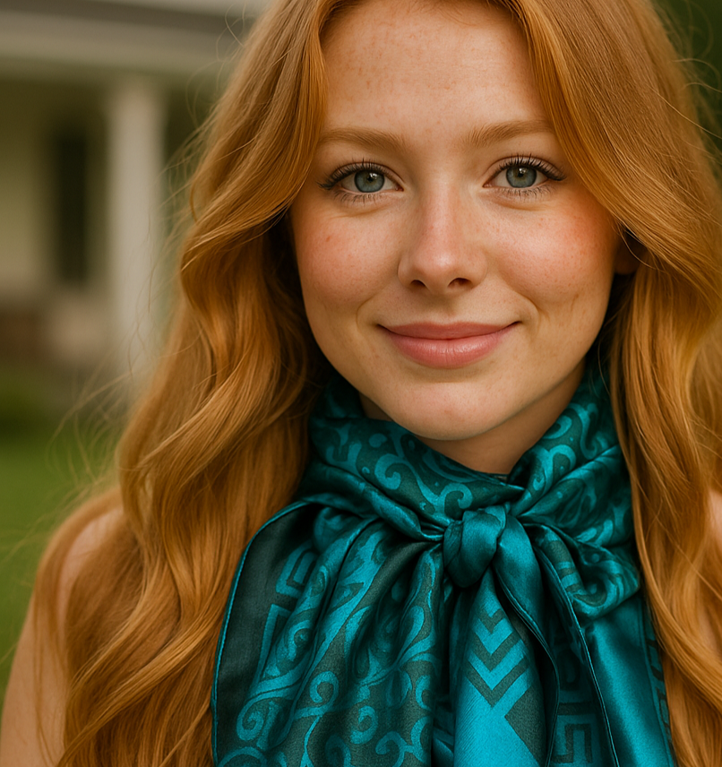 Rodeo Drive - 42X42" Teal Jacquard XL Wild Rag / Scarf WR4202