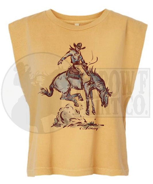 Arrow F Apparel - High Times| Western Graphic Muscle Tank: Gold / L