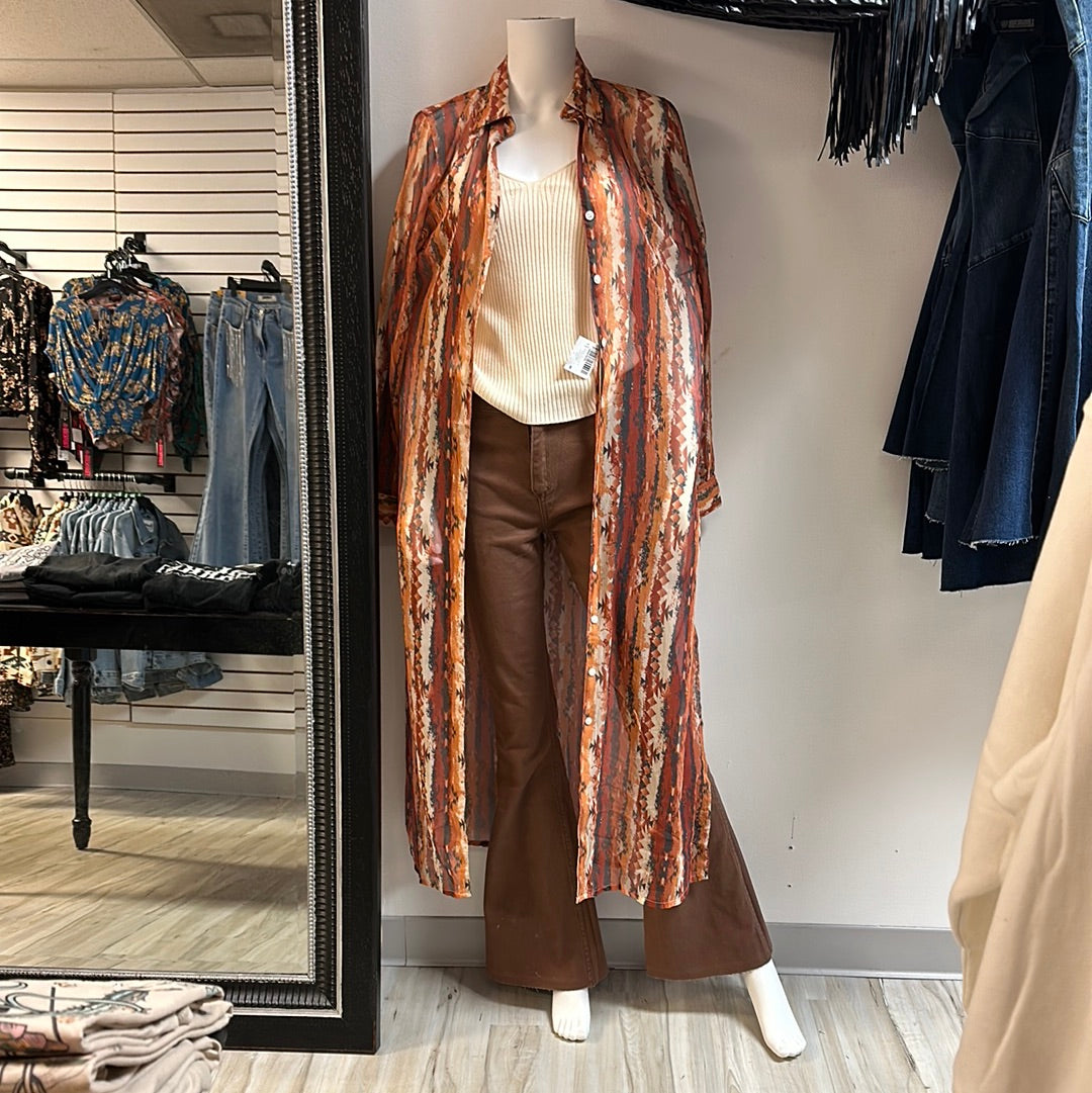 ROCK&ROLL DENIM LONG SLEEVE PRINT DUSTER