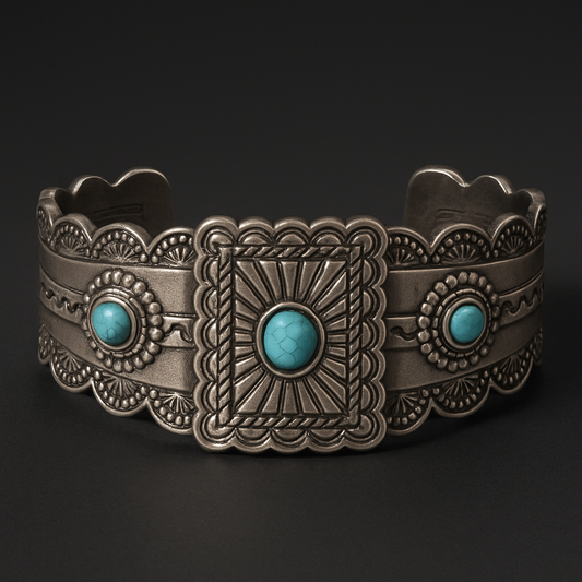 Westrian International - Western Inspired Faux Turquoise Cuff Bracelet
