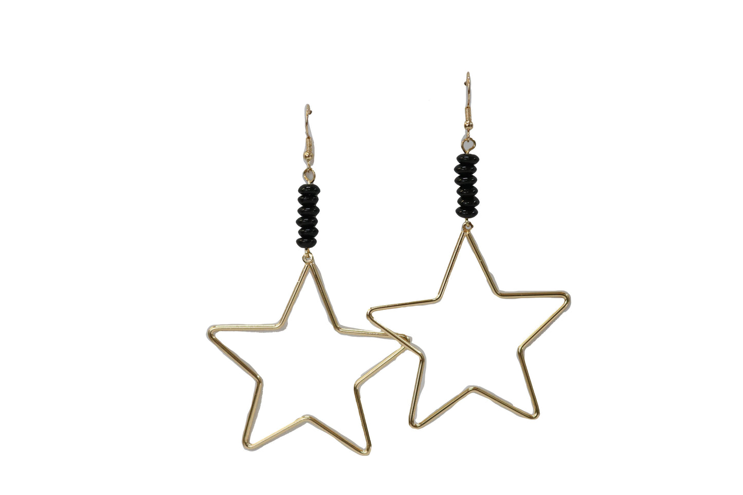 West & Co. - 4" Gold Star Earring with Black Beaded Accent