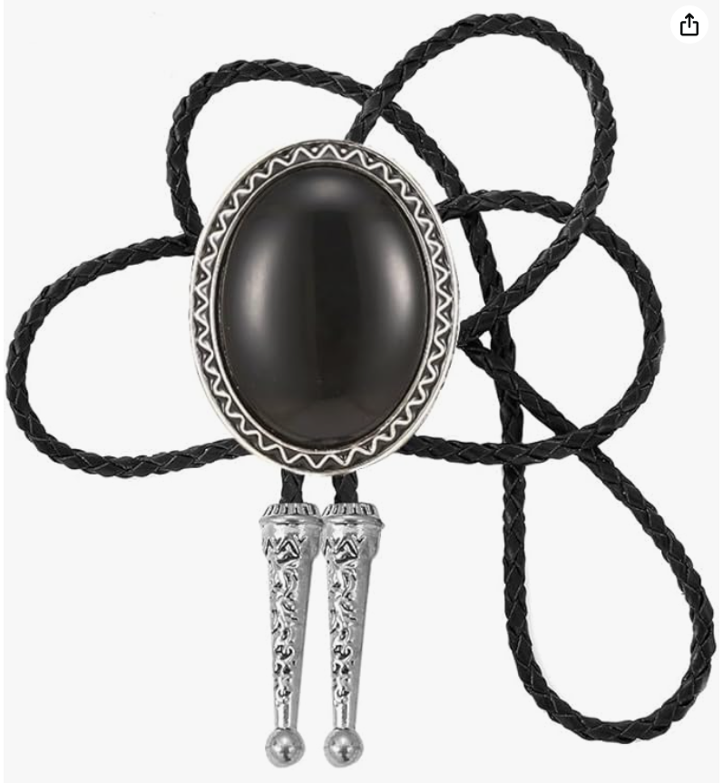 SimpleNGreat - Cowboy Oval Onyx Bolo Tie