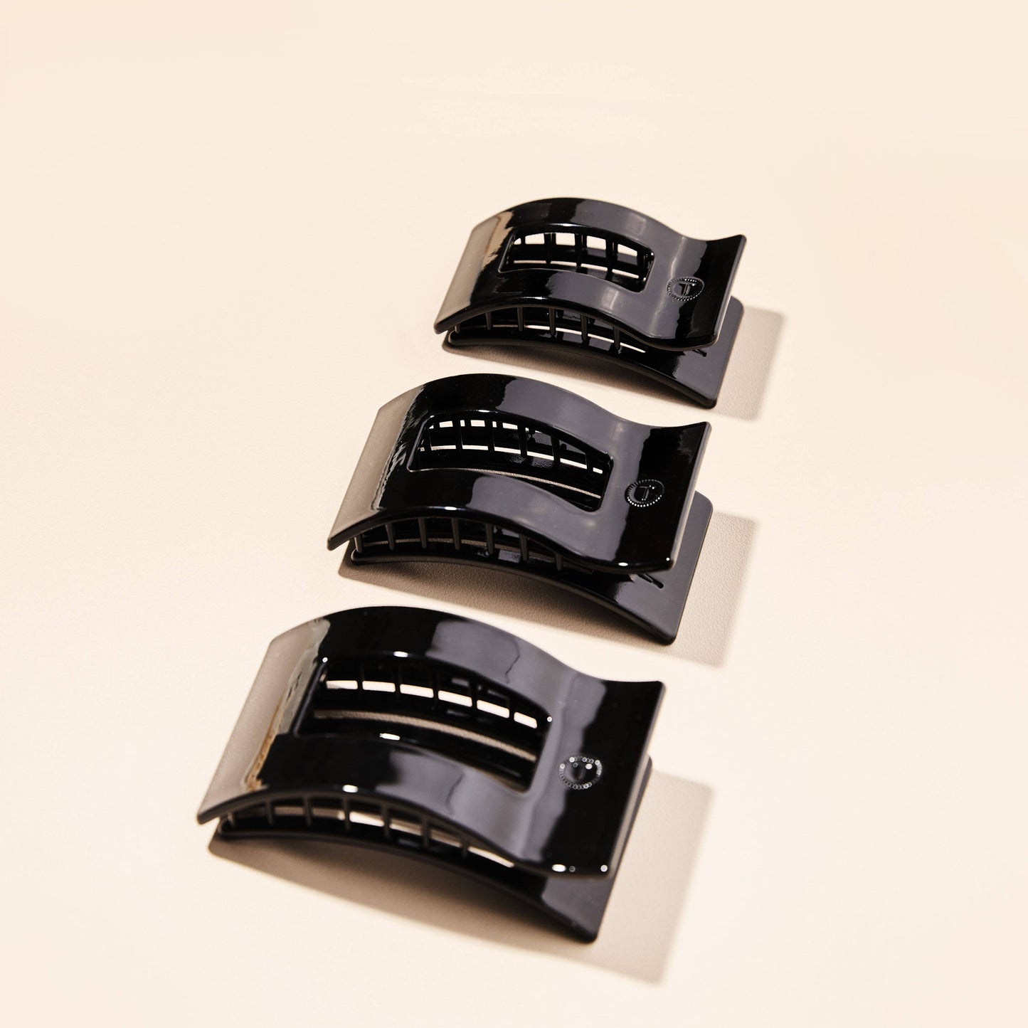 TELETIES - Flat Rectangle Hair Clip | Small | Jet Black