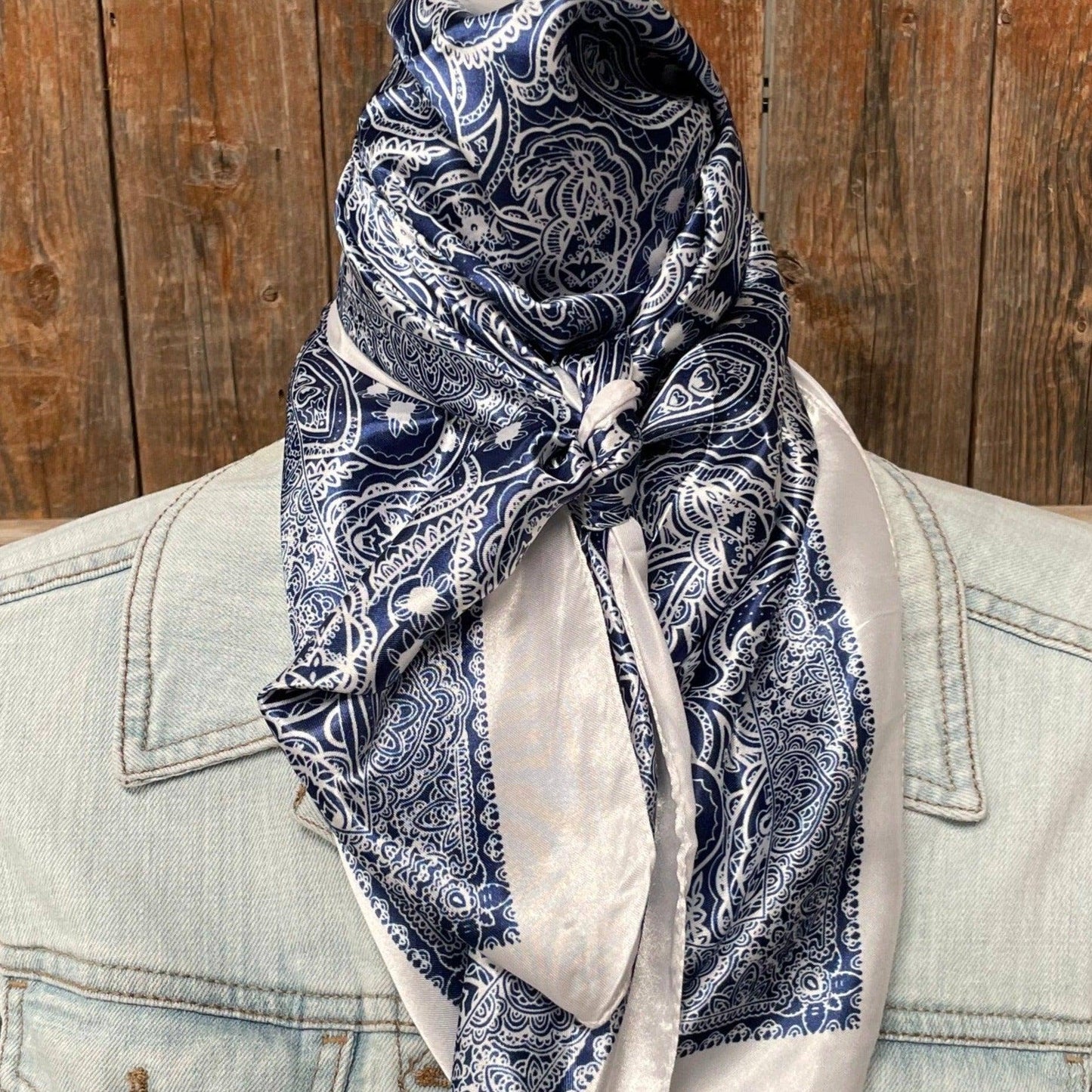 Rodeo Drive - 35X35" Blue & White Paisley Wild Rag/Scarf WR3403