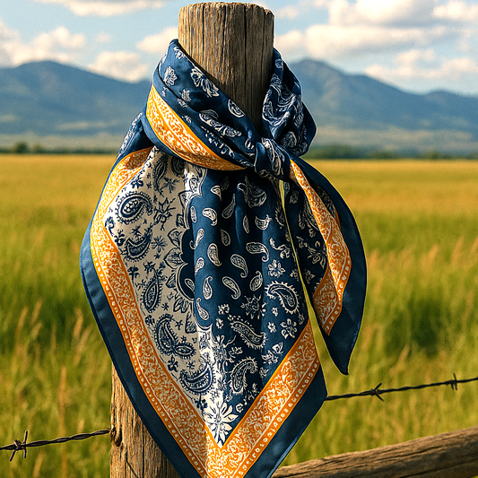Rodeo Drive - 35X35" Blue Two-Toned Paisley Wild Rag/Scarf WR3300
