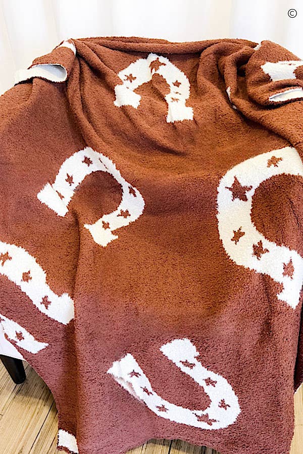 Nash Grey - Brown Horseshoe Luxury Blanket