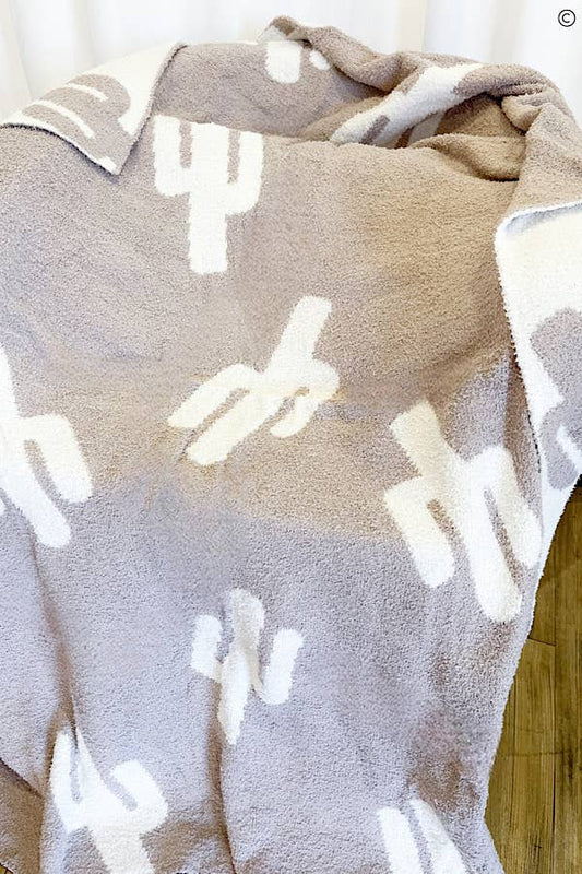 Nash Grey - Gray Cactus Luxury Blanket