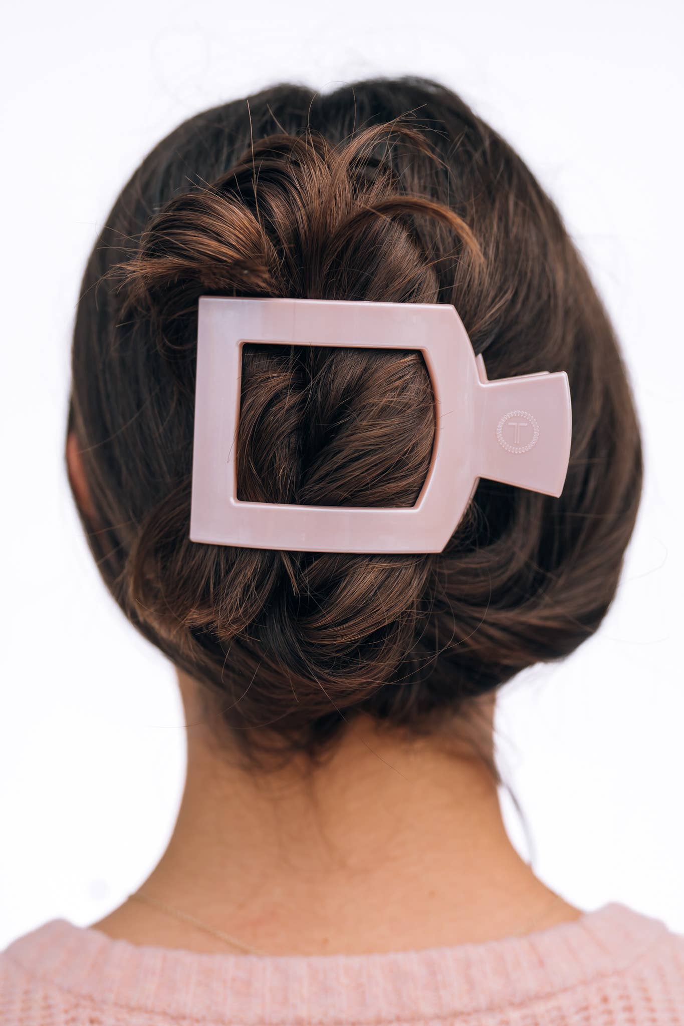 TELETIES - Square Flat Hair Clip | Large | Pearly Pink