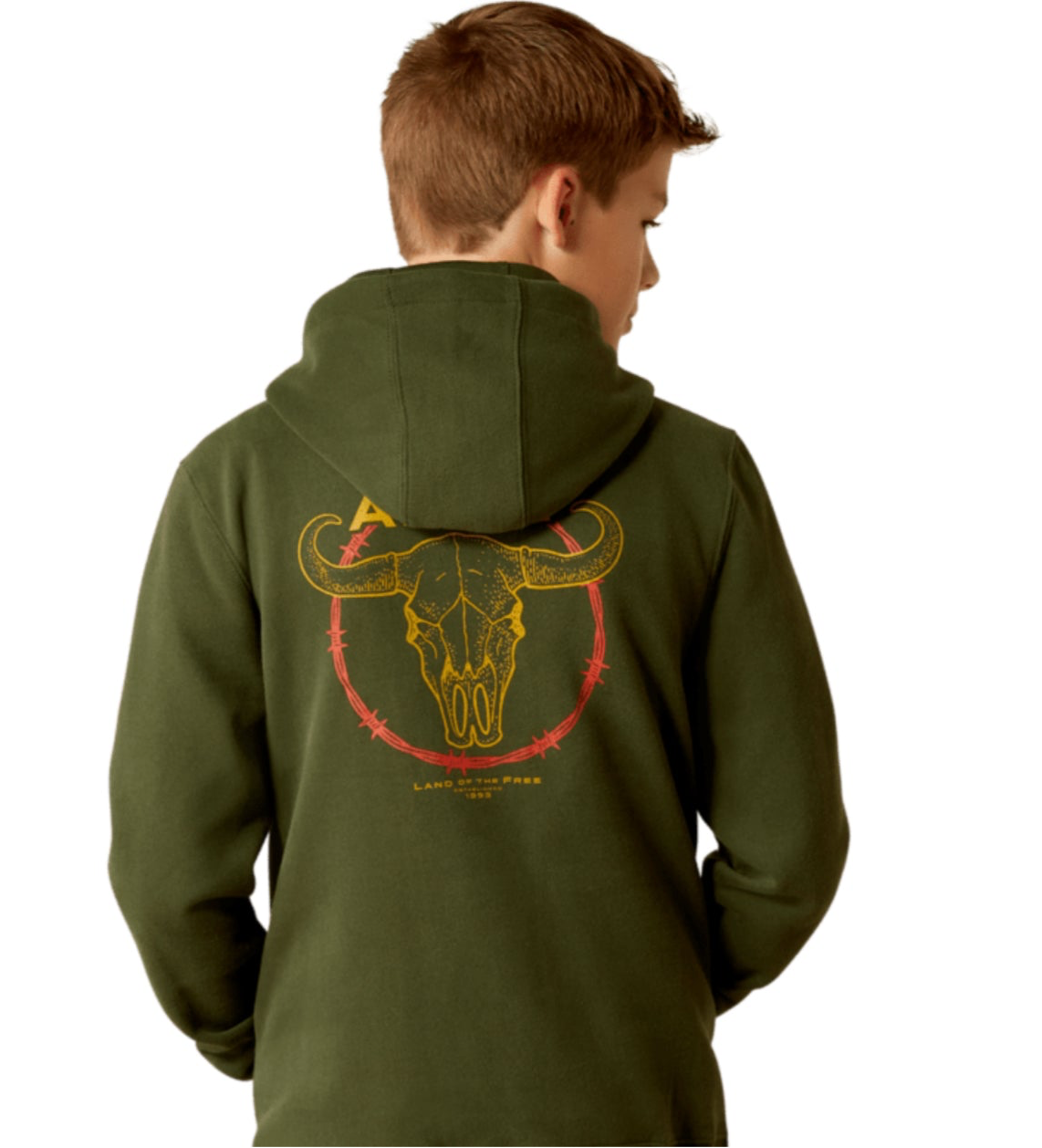 ARIAT BOYS BARBWIRE SKULL HOODIE
