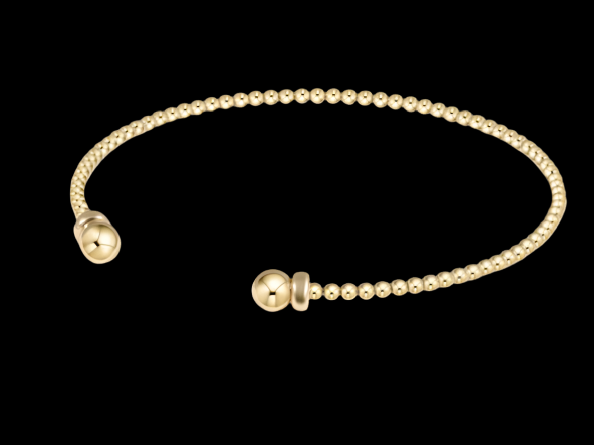 E NEWTON CLASSIC GOLD 2MM BEAD CUFF GOLD