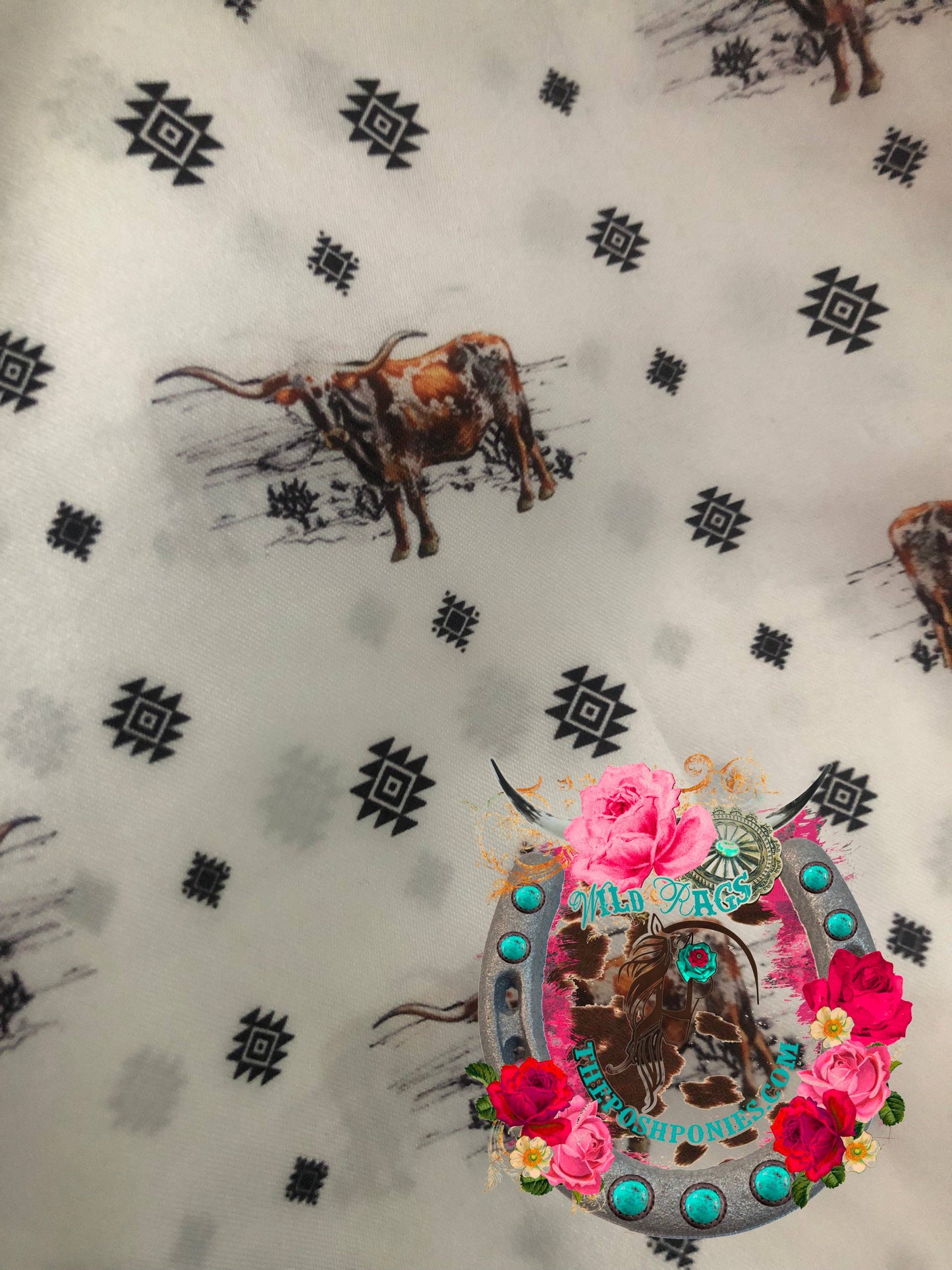 The Posh Ponies, LLC - Custom Longhorn Steer Wild Rag 35 x 35