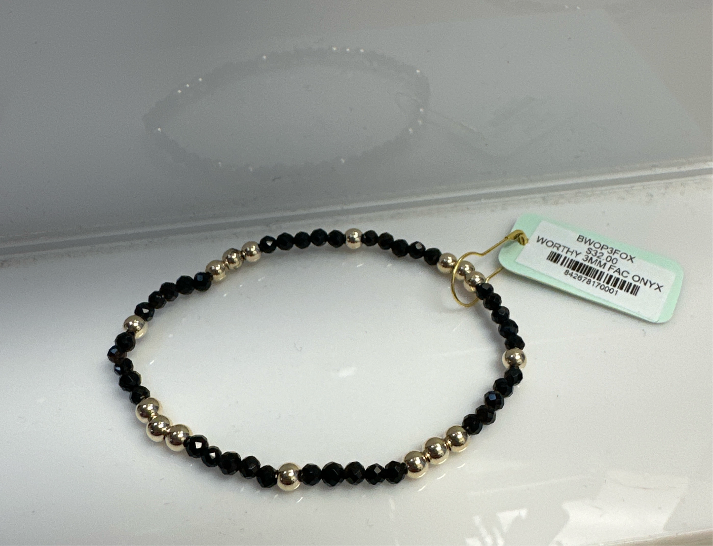 E NEWTON WORTHY PATTERN 3MM BEAD BRACELET