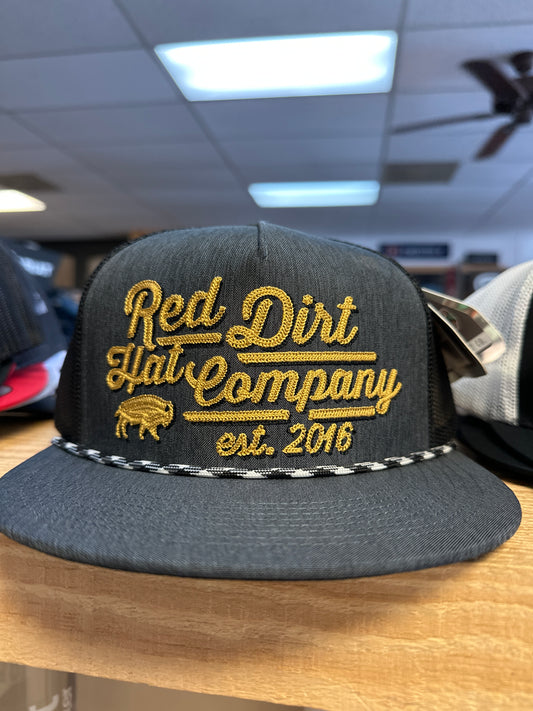 RED DIRT HAT CO GOLD DIGGER CAP IN HEATHER CHARCOAL/BLACK